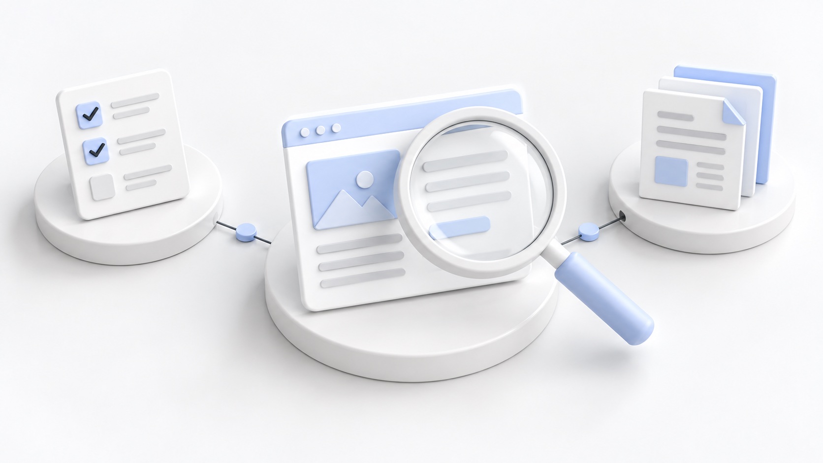 Lupa, página web y lista de comprobación para una auditoría AEO/GEO